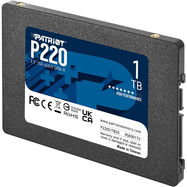 Patriot P220 1 TB, SSD - black, SATA III 6 Gb/s, 2,5