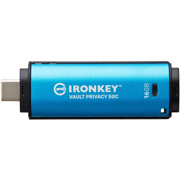 Kingston IronKey Vault Privacy 50 16 GB, USB-Stick - lightblue/black, USB-C 3.2 Gen 1