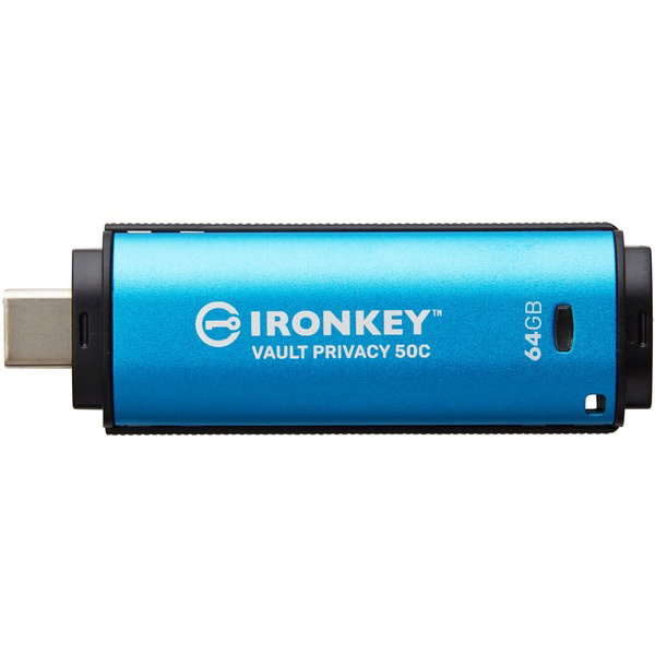 Kingston IronKey Vault Privacy 50 64 GB, USB-Stick - lightblue/black, USB-C 3.2 Gen 1