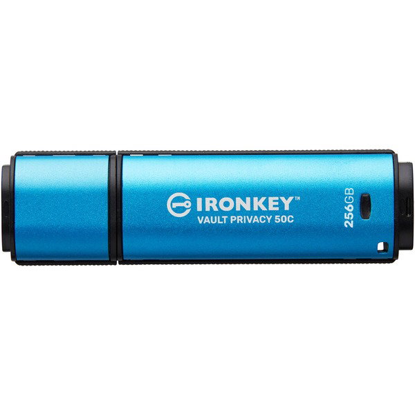 Kingston IronKey Vault Privacy 50 256 GB, USB-Stick - lightblue/black, USB-C 3.2 Gen 1