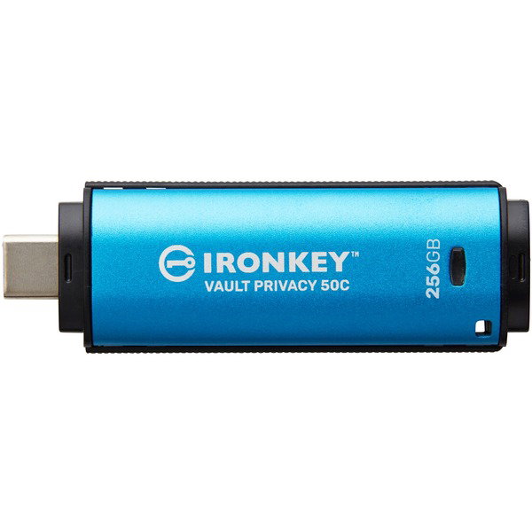 Kingston IronKey Vault Privacy 50 256 GB, USB-Stick - lightblue/black, USB-C 3.2 Gen 1