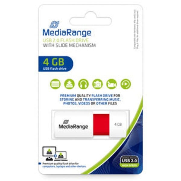 MediaRange Color Edition 4GB, USB-Stick - white/red, USB-A 2.0
