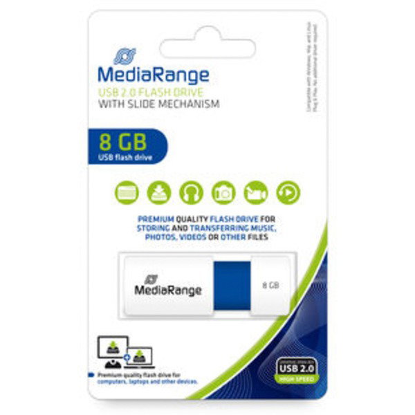 MediaRange Color Edition 8 GB, USB-Stick - white/blue, USB-A 2.0