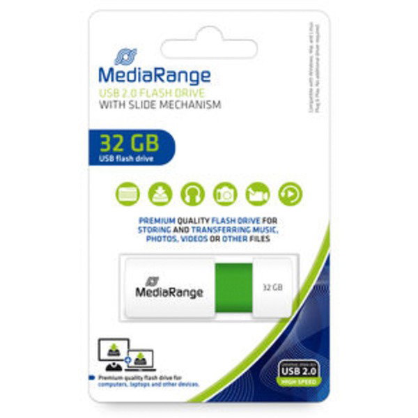 MediaRange Color Edition 32 GB, USB-Stick - white/green, USB-A 2.0
