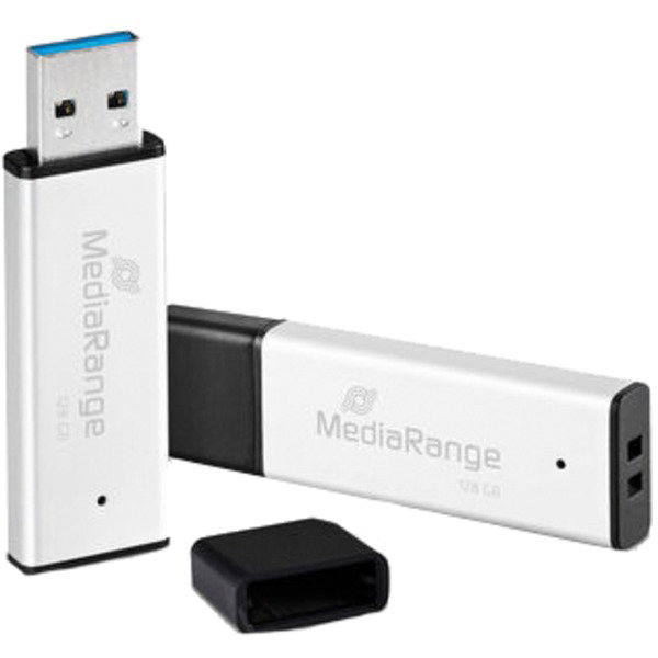 MediaRange High performance 128 GB, USB-Stick - silver/black, USB-A 3.2 Gen 1
