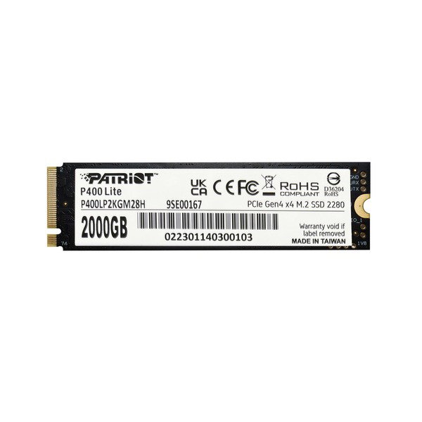 Patriot P400 Lite 2 TB, SSD - black/white, PCIe 4.0 x4, NVMe 1.4, M.2 2280