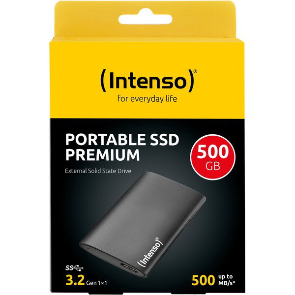 Intenso Externe SSD Premium 500 GB - black, USB-A 3.2 Gen 1 (5 Gbit/s)