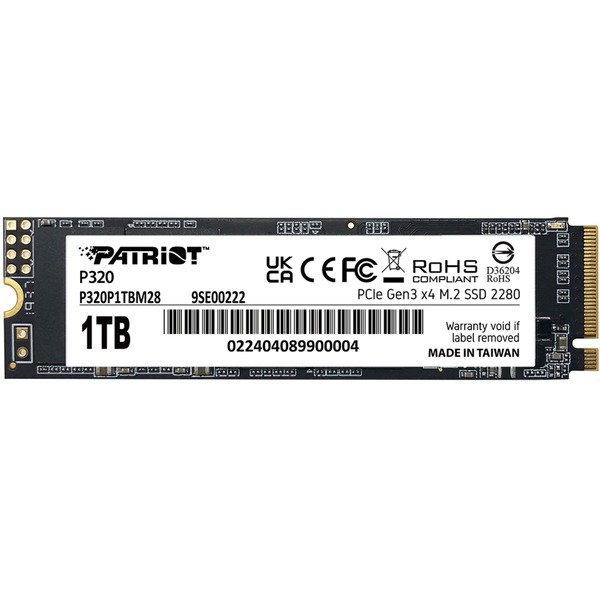 Patriot P320 1 TB, SSD - PCIe 3.0 x4, NVMe 1.3, M.2 2280