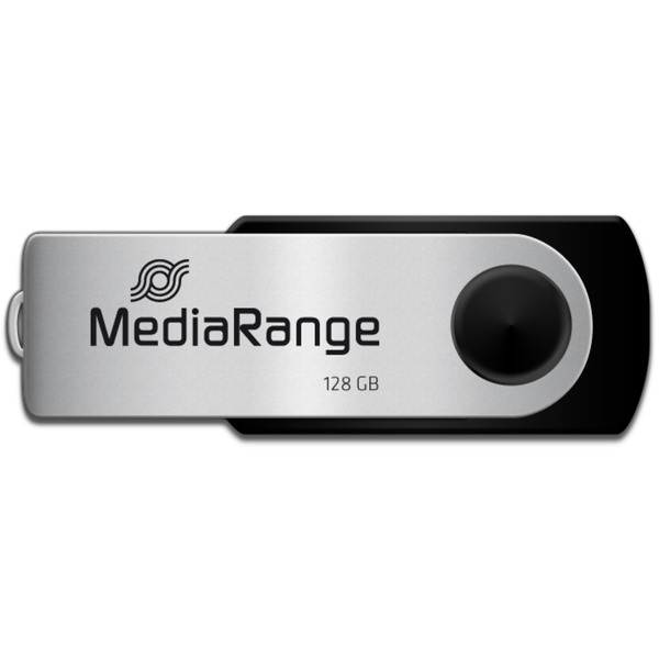 MediaRange Flexi-Drive 128 GB, USB-Stick - black/silver, USB-A 2.0