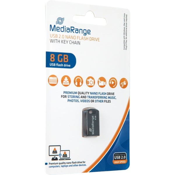 MediaRange USB Nano 8 GB, USB-Stick - black, USB-A 2.0