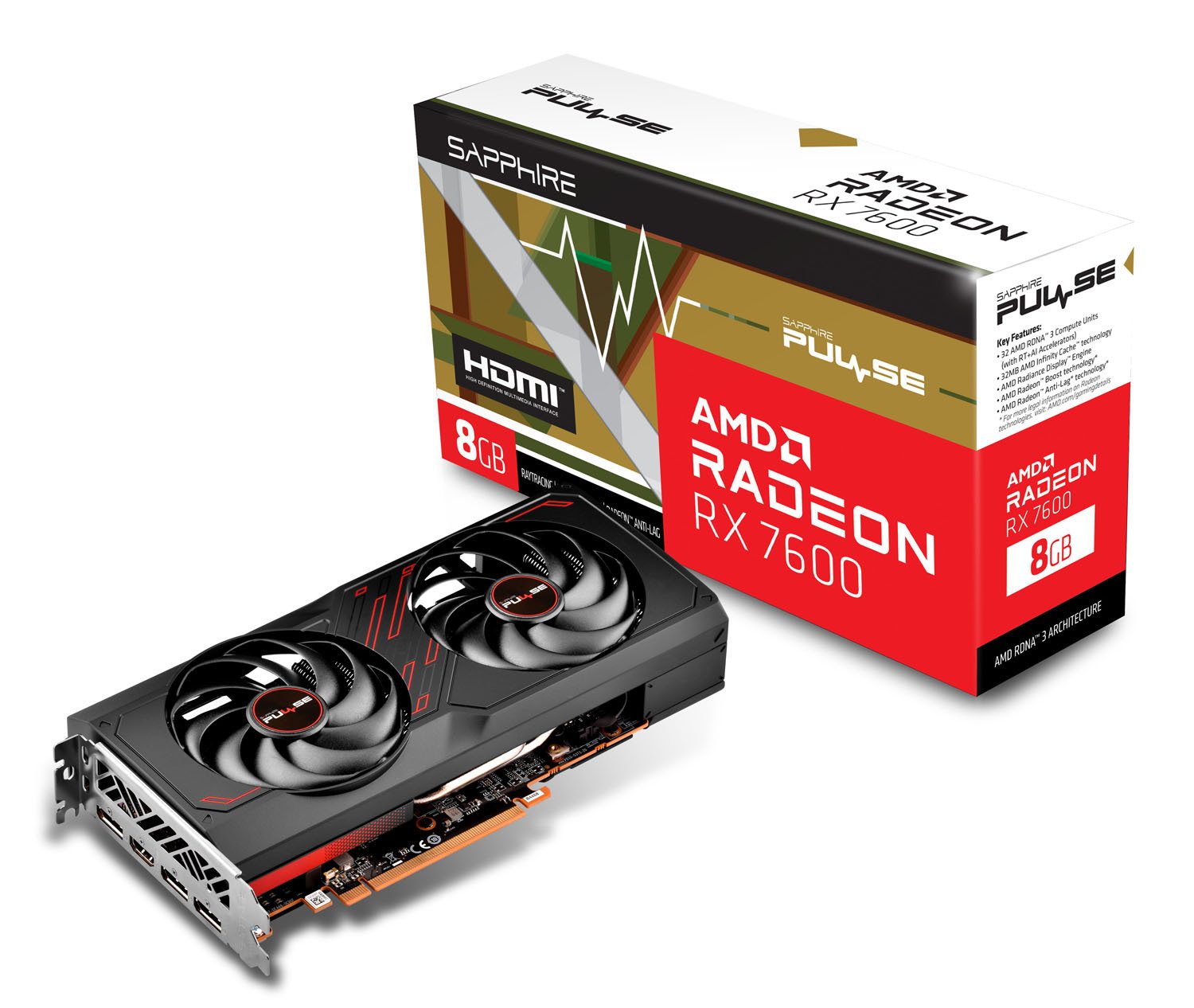 Sapphire Radeon RX 7600 8GB Pulse Gaming Graphics Card