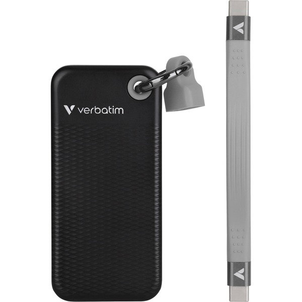 Verbatim Pocket SSD 1 TB, Externe SSD - black/gray, USB-C 3.2 Gen 2 (10 Gbit/s), with Schlsselring und cablehalter
