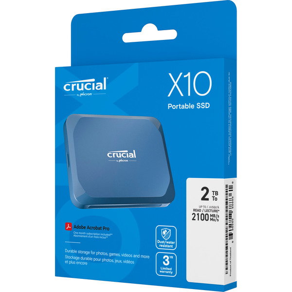 Crucial X10 Portable SSD 2 TB, Externe SSD - blue, USB-C 3.2
