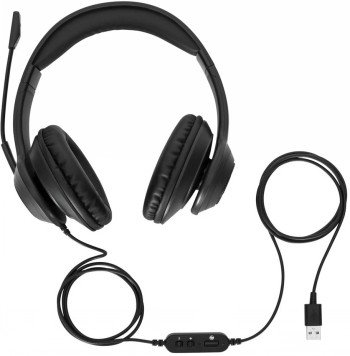 Targus AEH102GL headphones/headset Wired Head-band Calls/Music USB Type-A Black