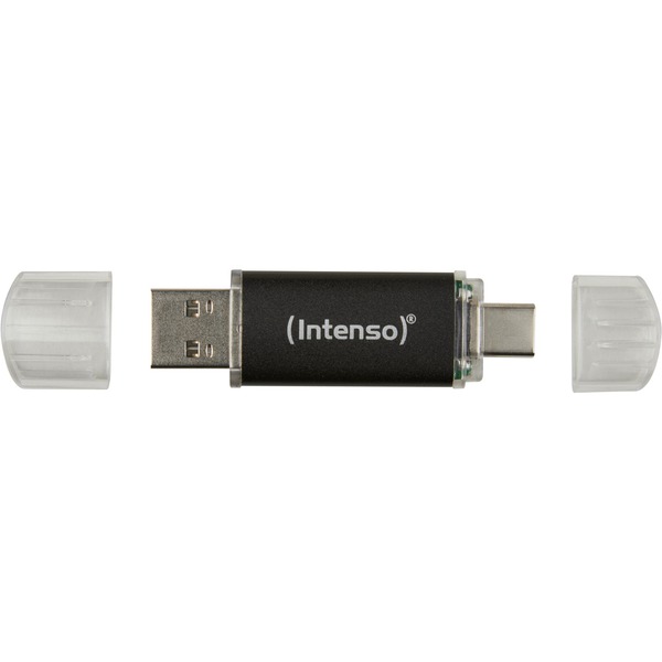 Intenso Twist Line 128 GB, USB-Stick - anthracite/transparent, USB-A 3.2 Gen 1, USB-C 3.2 Gen 1