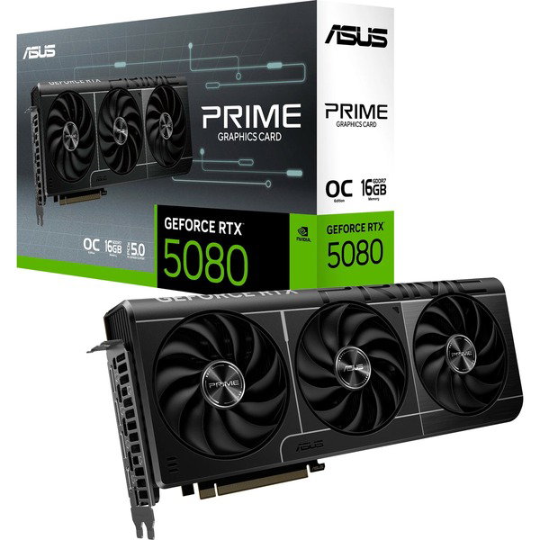 ASUS GeForce RTX 5080 PRIME OC, graphics card - DLSS 4, 3x DisplayPort, 1x HDMI 2.1