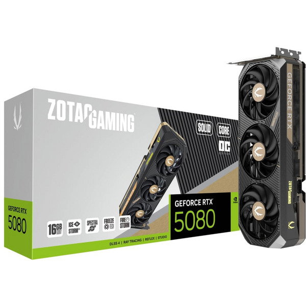 ZOTAC GeForce RTX 5080 SOLID CORE OC, graphics card - DLSS 4, 3x DisplayPort, 1x HDMI 2.1