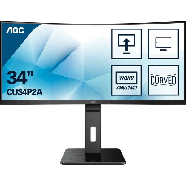 AOC CU34P2A, LED-Monitor - 86 cm (34 inches), black, UWQHD, VA, Curved, 1 ms, 100Hz Panel