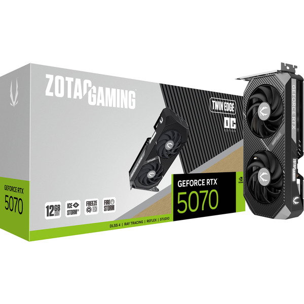 ZOTAC GeForce RTX 5070 Twin Edge OC, graphics card - DLSS 4, 3x DisplayPort, 1x HDM