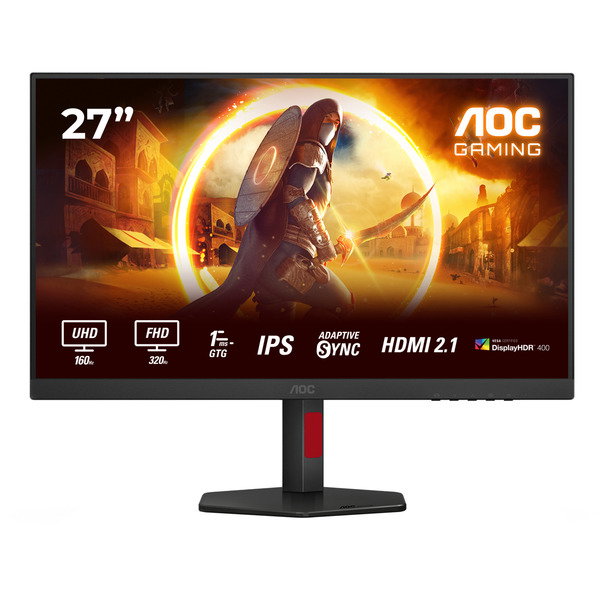 AOC U27G4R DualFrame, Gaming-Monitor - 68.6 cm (27 inches), black (matte), UltraHD/FullHD, Fast-IPS, HDMI, DP, USB-Hub, 320Hz Panel