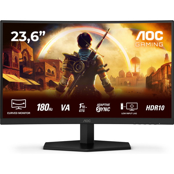 AOC C24G42E, Gaming-Monitor - 59.9 cm (23.6 inches), black (matte), FullHD, VA, Curved, Adaptive-Sync, HDR, 180Hz Panel