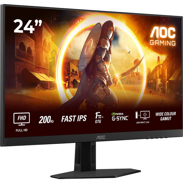 AOC 24G4HRE, Gaming-Monitor - 60.5 cm (23.8 inches), black/red, FullHD, Fast-IPS, HDR10, HDMI, DP, 200Hz Panel