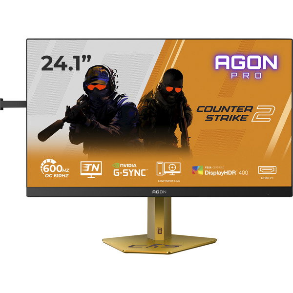 AOC AGON PRO CS24A Counter-Strike 2 Edition, Gaming-Monitor - 61.2 cm (24.1 inches), black/gold, FullHD, Fast-TN, HDMI, DP, USB-Hub, 610Hz Panel