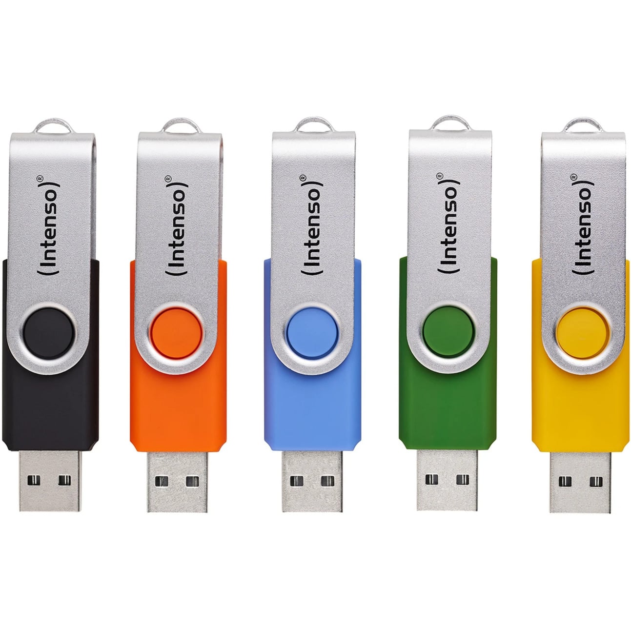 Intenso Office Line Multipack 32 GB, USB-Stick - 5 USB-A 3.2 USB-Sticks in yellow, green, black, blue + orange