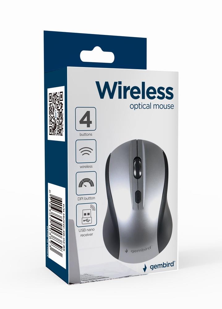 MOUSE USB OPTICAL WRL BLACK/SILVER MUSW-4B-02-BS GEMBIRD