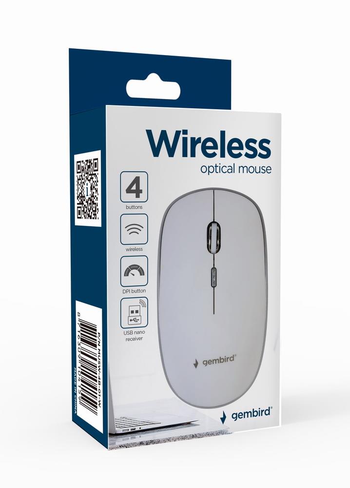 MOUSE USB OPTICAL WRL/WHITE MUSW-4B-01-W GEMBIRD