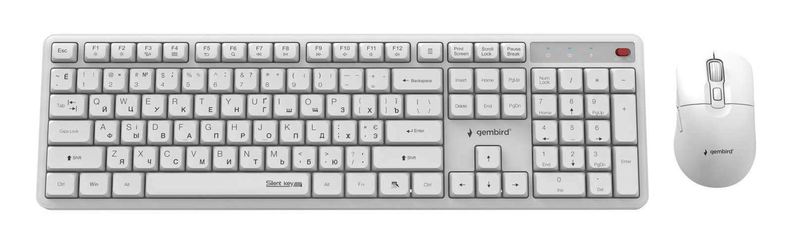 KEYBOARD +MOUSE WRL CYRILLIC/WHT KBS-WMS-01-W-CYRL GEMBIRD
