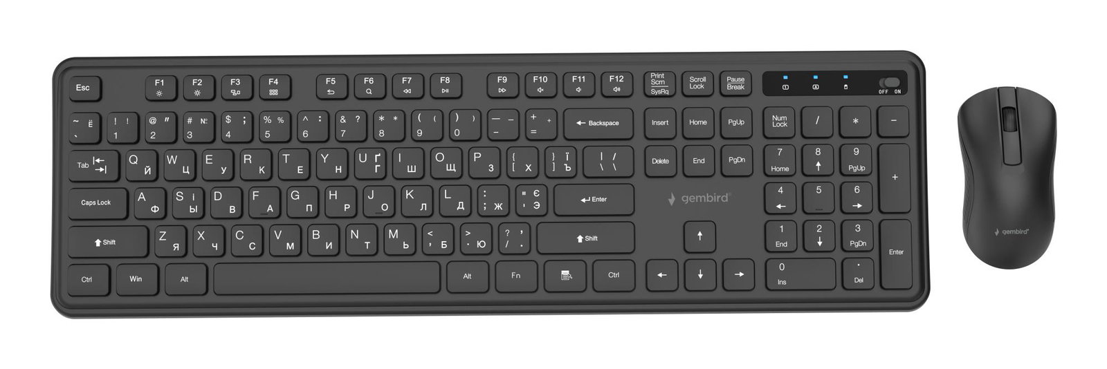KEYBOARD +MOUSE WRL CYRILLIC/BK KBS-WPS-01-CYRL GEMBIRD