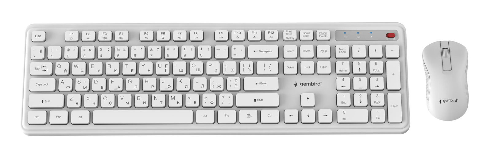 KEYBOARD +MOUSE WRL CYRILLIC/WH KBS-WPS-01-W-CYRL GEMBIRD