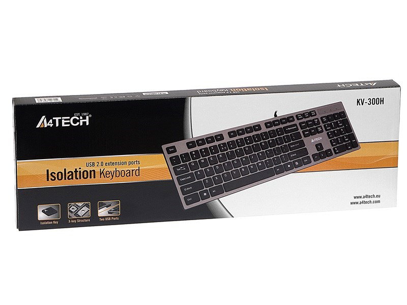 A4Tech KV-300H keyboard USB QWERTY Black, Grey