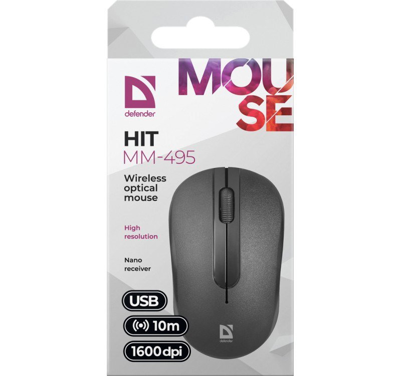 MOUSE DEFENDER HIT MM-495 RF OPTIC BLACK 1600dpi 3P