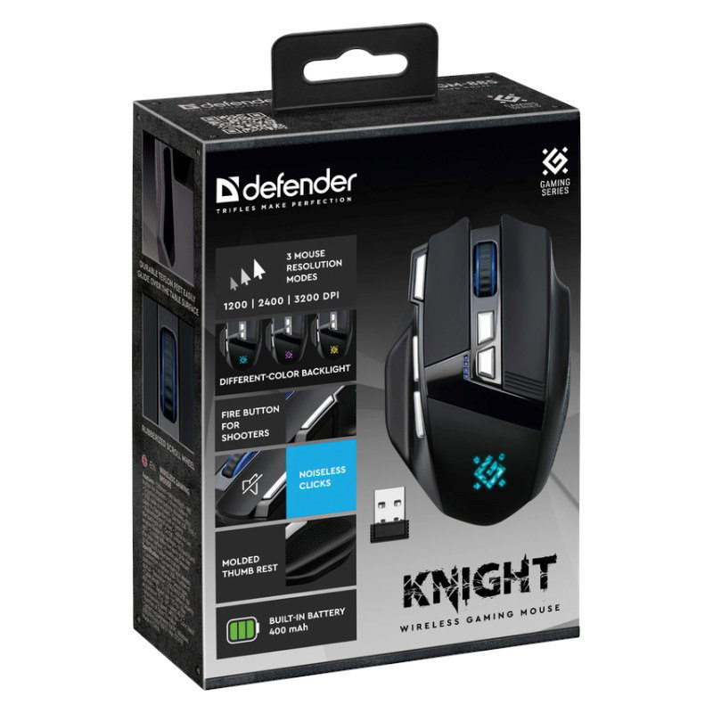 MOUSE DEFENDER GM-885 KNIGHT RF WIRELESS 3200dpi 8P BLACK