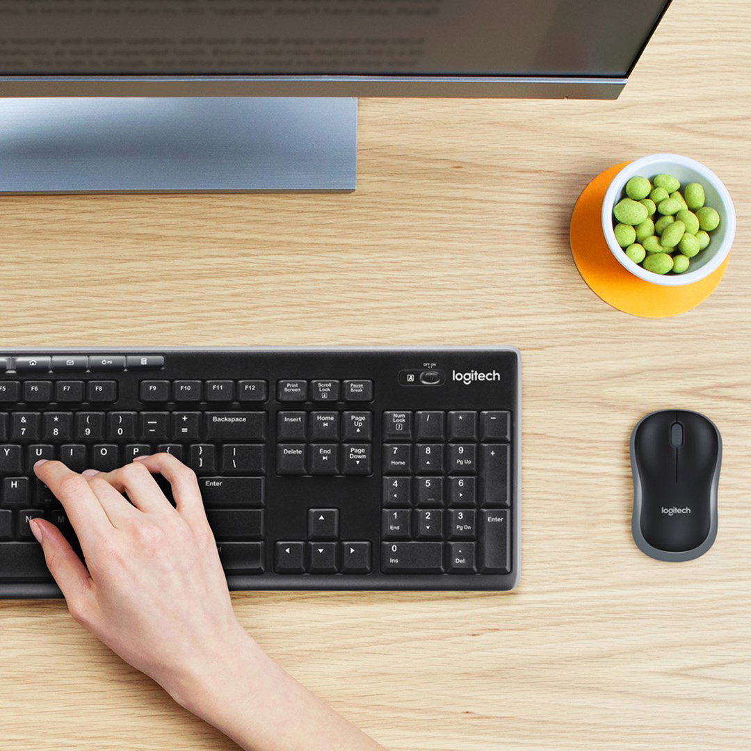 Logitech MK270 keyboard Mouse included Home RF Wireless QWERTY US International Black