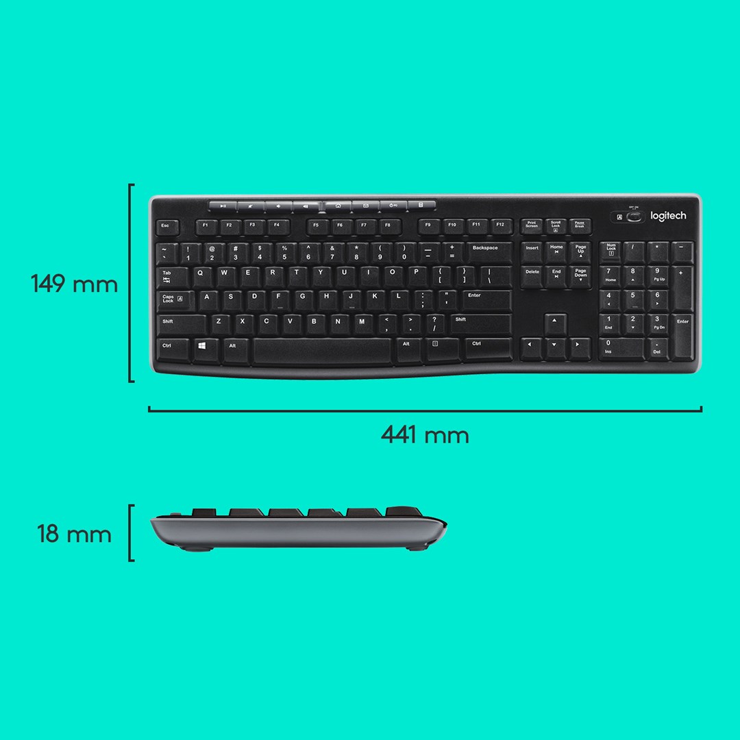 Logitech MK270 keyboard Mouse included Home RF Wireless QWERTY US International Black