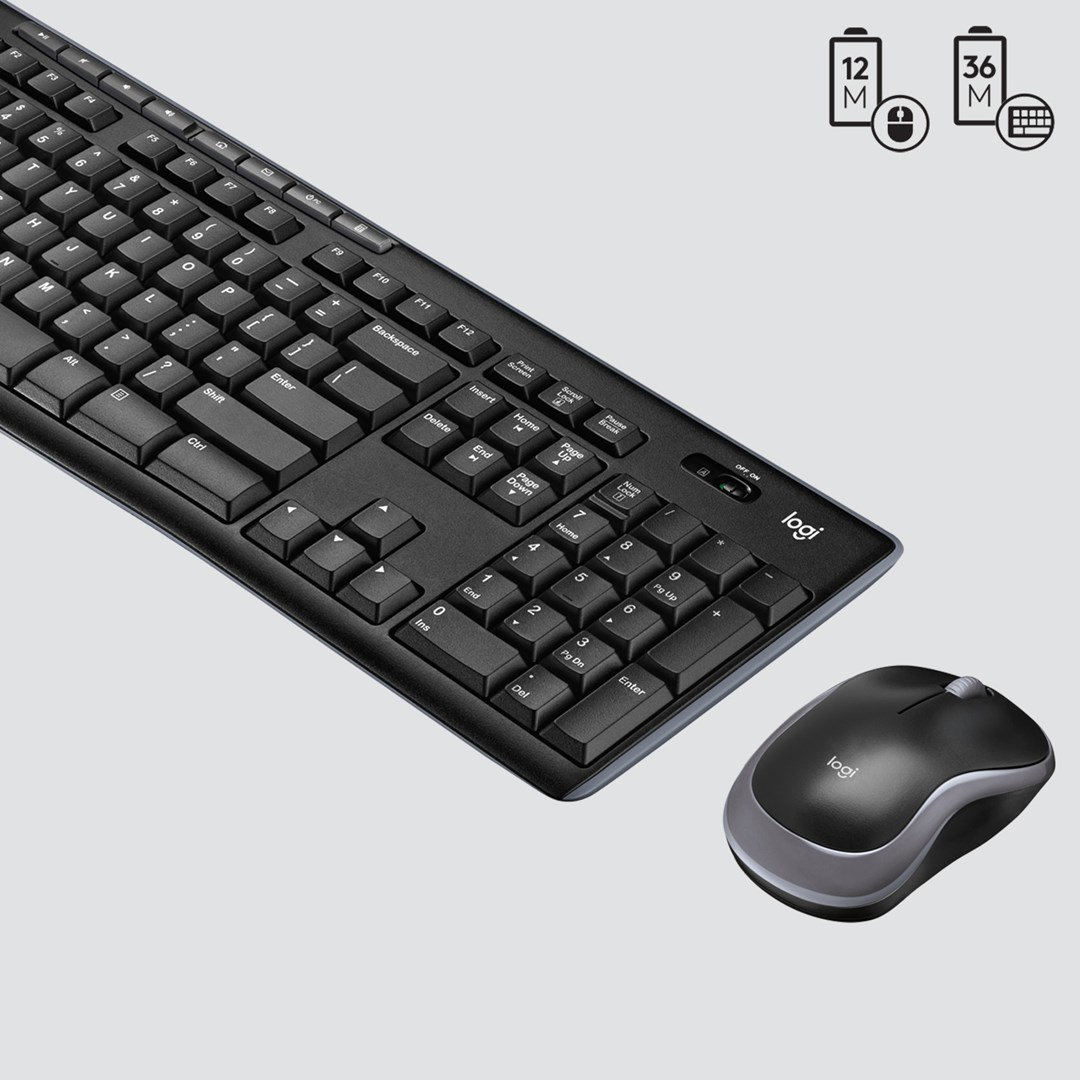 Logitech MK270 keyboard Mouse included Home RF Wireless QWERTY US International Black
