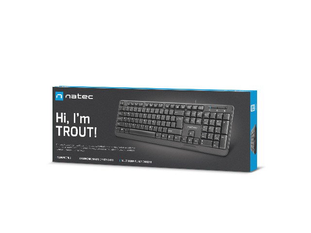 NATEC KEYBOARD TROUT SLIM USB, US LAYOUT, BLACK