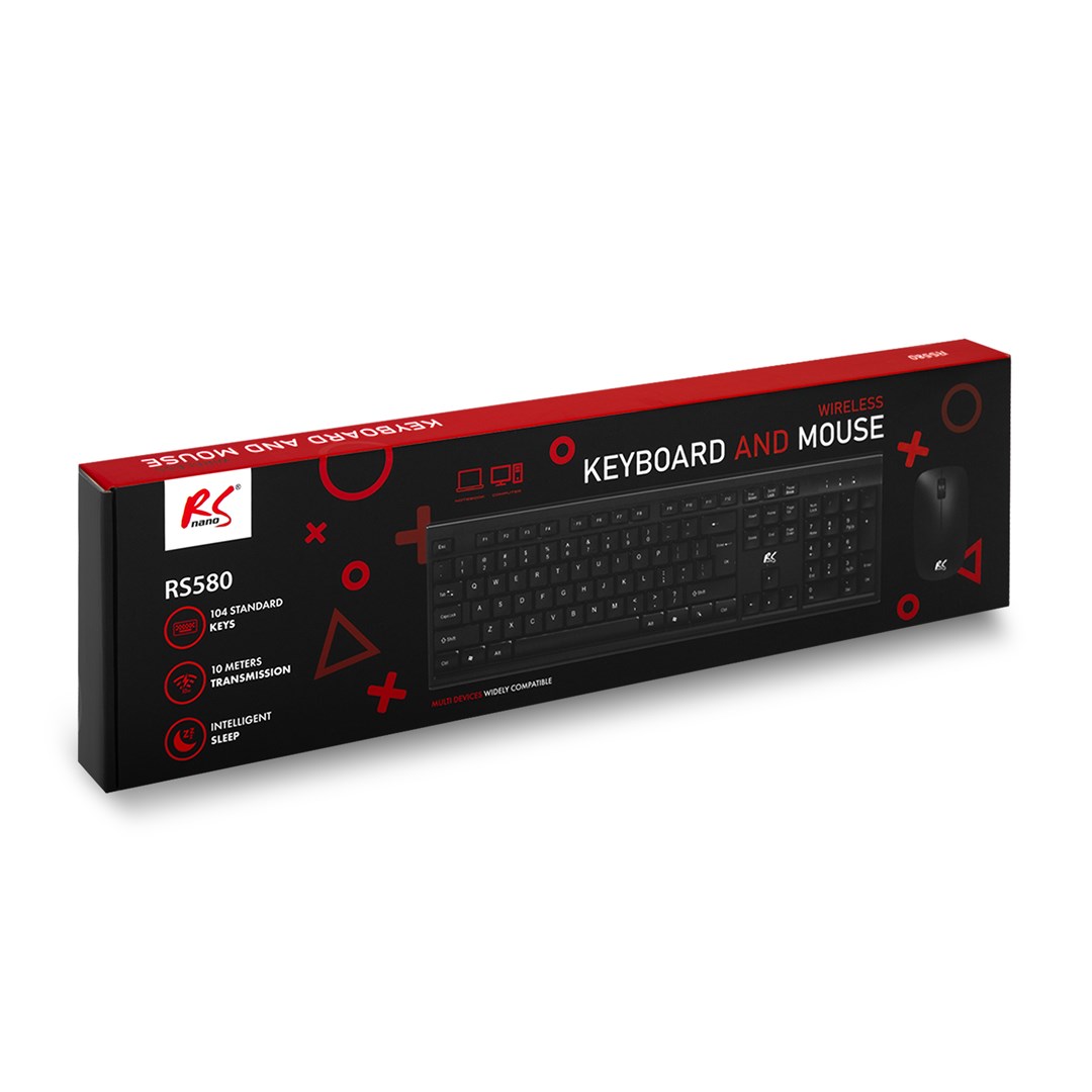NanoRS Wireless Keyboard and Mouse Combo with Ergonomic Design RS580 for Smooth and Efficient Use