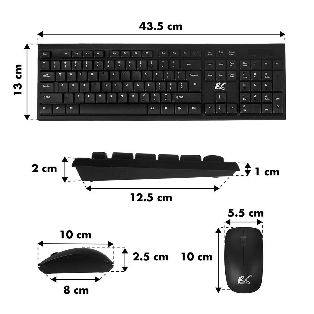 NanoRS Wireless Keyboard and Mouse Combo with Ergonomic Design RS580 for Smooth and Efficient Use