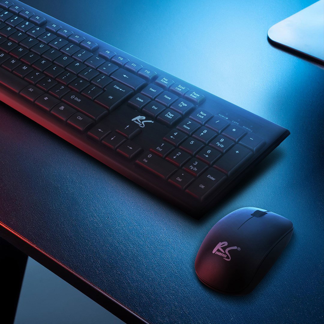NanoRS Wireless Keyboard and Mouse Combo with Ergonomic Design RS580 for Smooth and Efficient Use