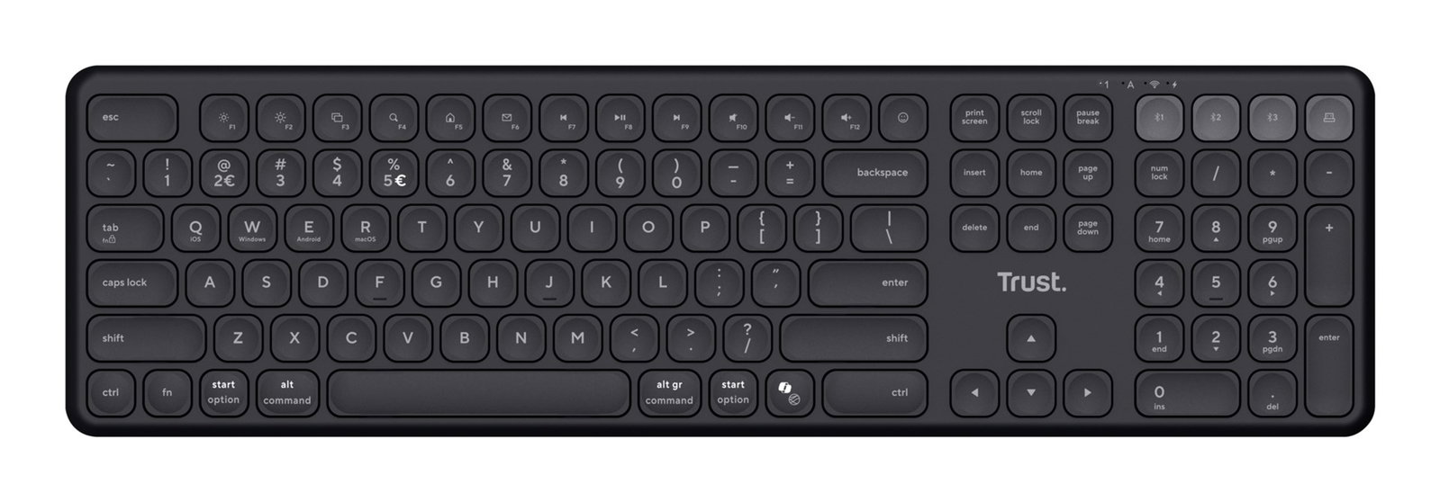 Trust Vaiya keyboard Universal USB + RF Wireless + Bluetooth US English Black