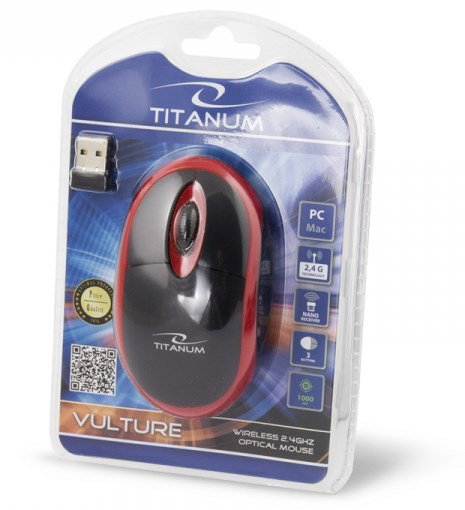 Titanum TM116E Wireless 3D mouse 2.4GHZ Black Red