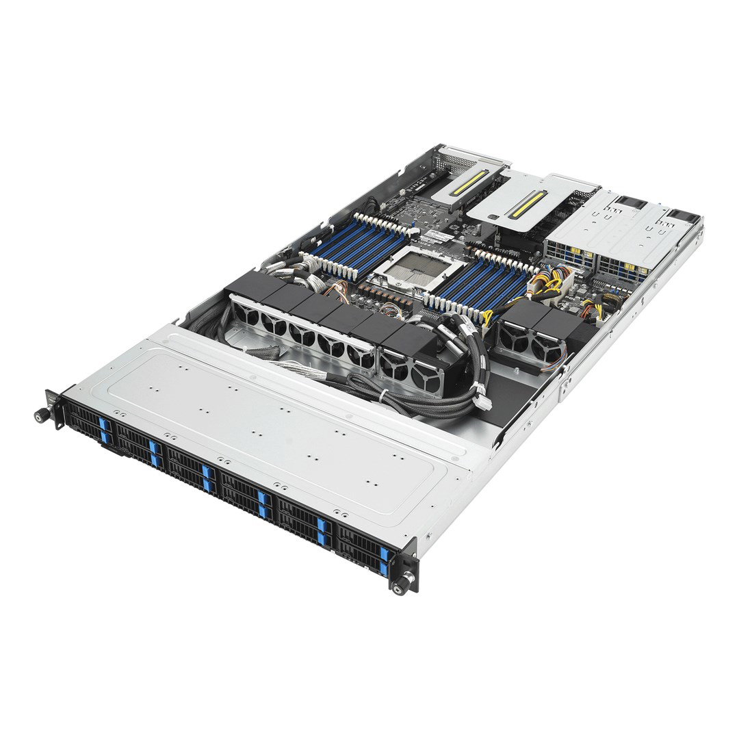 Asus Rack Platform (1U) RS501A-E12-RS12U AMD Epyc 9005/9004 (12x NVMe/SATA HS, 2xM.2, 2x1Gbe, IPMI, 1+1 1600W)