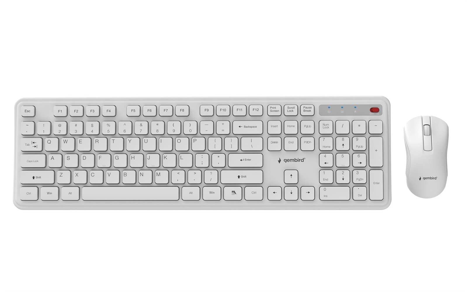 Gembird KBS-WPS-01 Slim Pro Business wireless desktop set, white, US layout