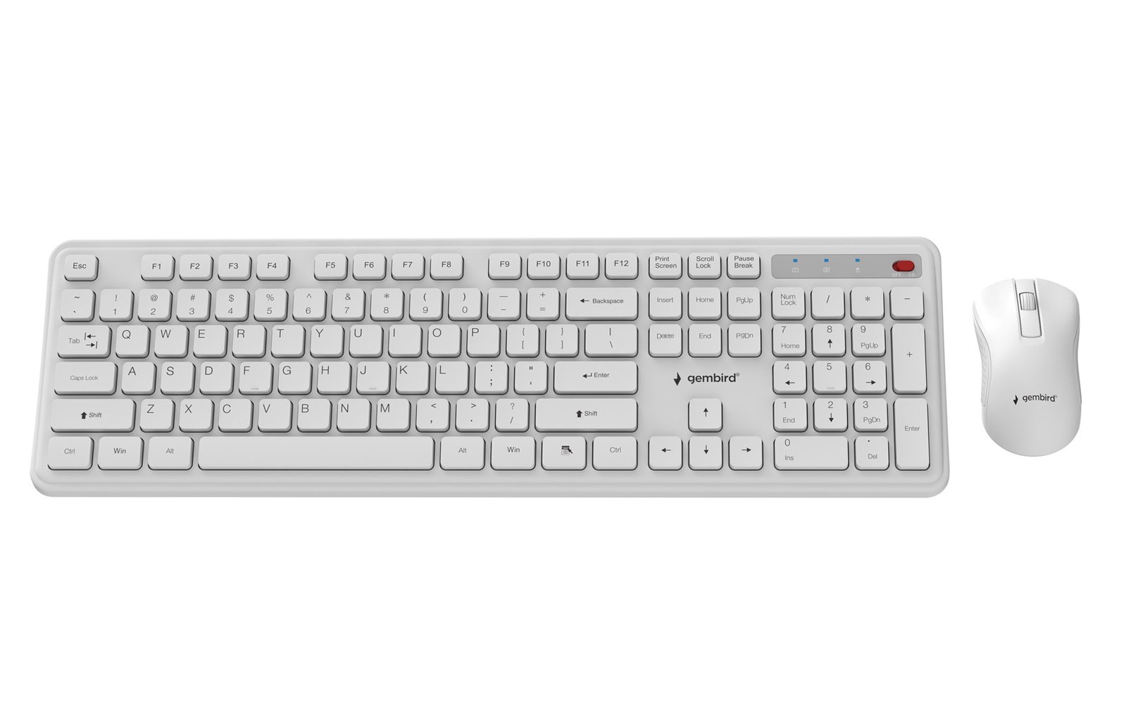 Gembird KBS-WPS-01 Slim Pro Business wireless desktop set, white, US layout