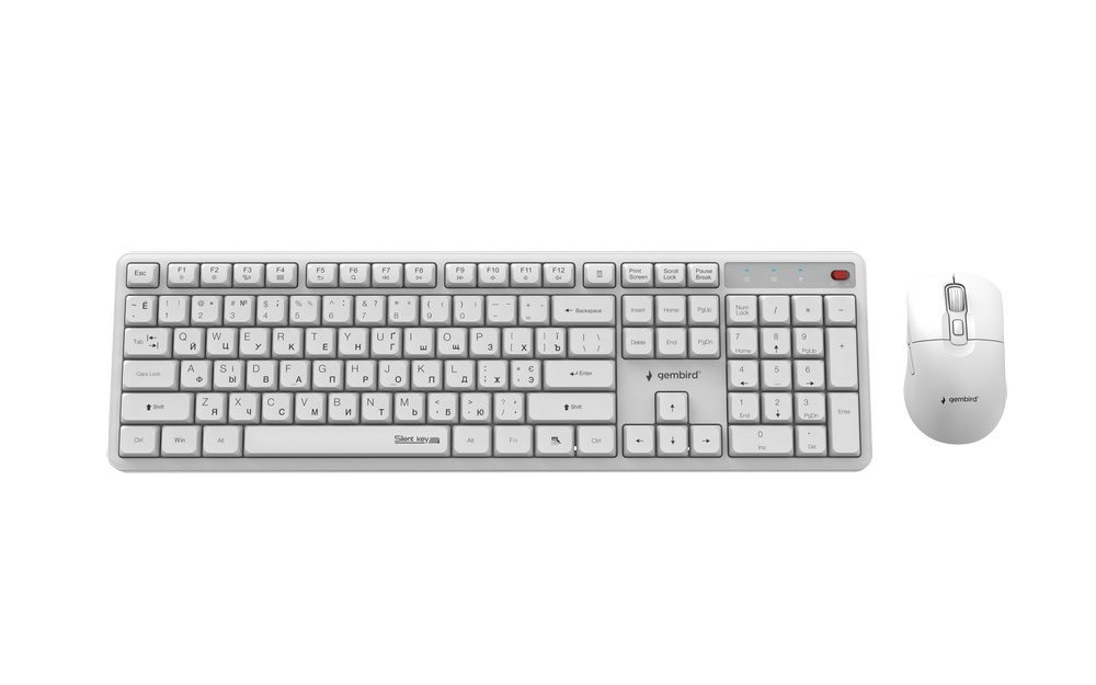 Gembird KBS-WMS-01-W-CYRL Silent key Pro Business wireless desktop set, white, RU layout