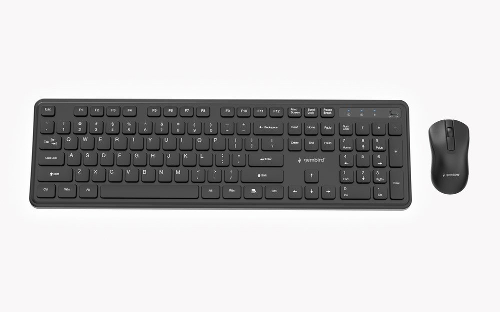 Gembird KBS-WPS-01 Slim Pro Business wireless desktop set, black, US layout